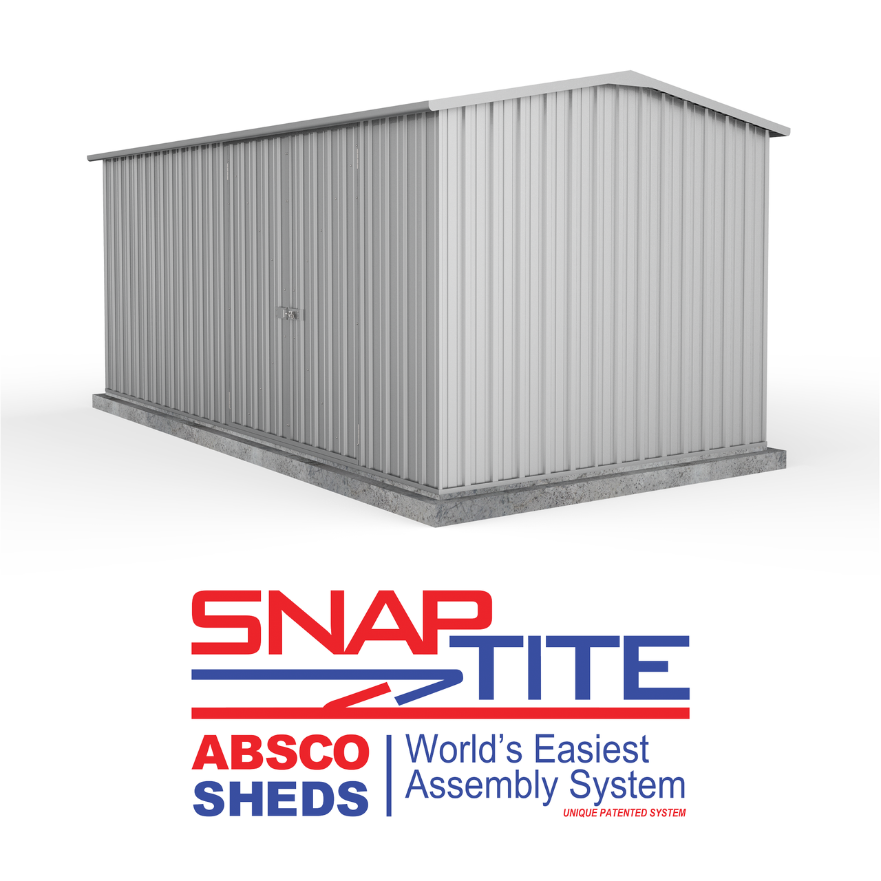 Absco 4.48mW x 3.00mD x 2.06mH Three Door Workshop Shed - Zincalume - Shed City