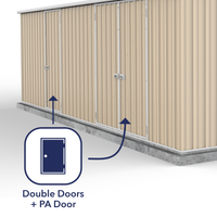 Thumbnail for Absco 5.96mW x 3.00mD x 2.06mH Three Door Workshop Shed - Classic Cream