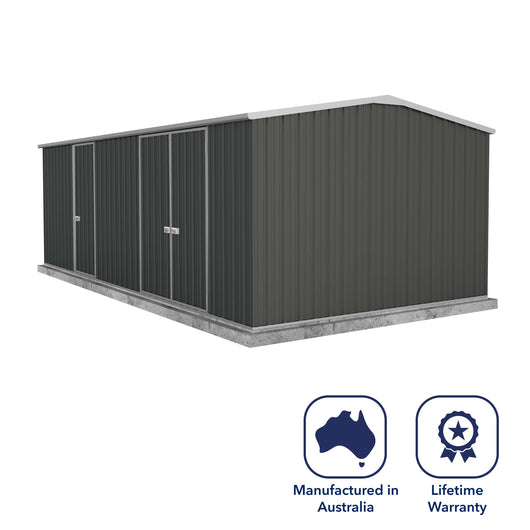 Absco 5.96mW x 3.00mD x 2.06mH Three Door Workshop Shed - Monument