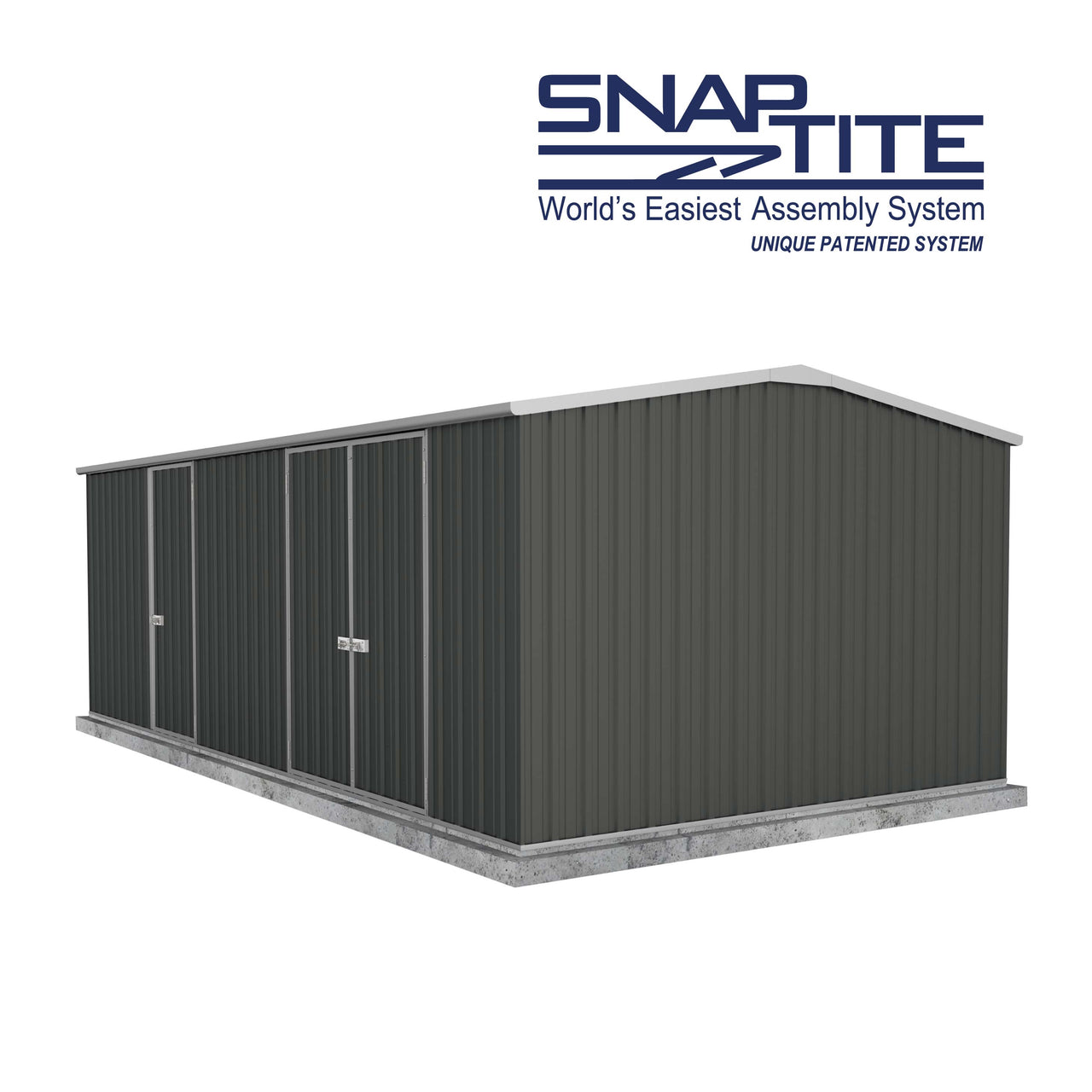 Absco 5.96mW x 3.00mD x 2.06mH Three Door Workshop Shed - Monument