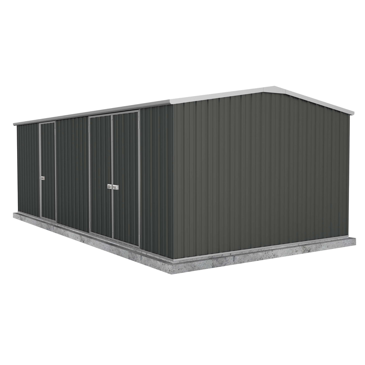 Absco 5.96mW x 3.00mD x 2.06mH Three Door Workshop Shed - Monument - Shed City