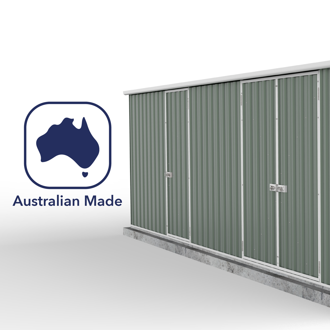 Absco 5.96mW x 3.00mD x 2.06mH Three Door Workshop Shed - Pale Eucalypt