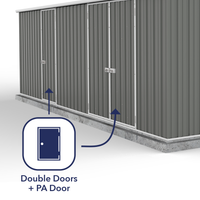 Thumbnail for Absco 5.96mW x 3.00mD x 2.06mH Three Door Workshop Shed - Woodland Grey