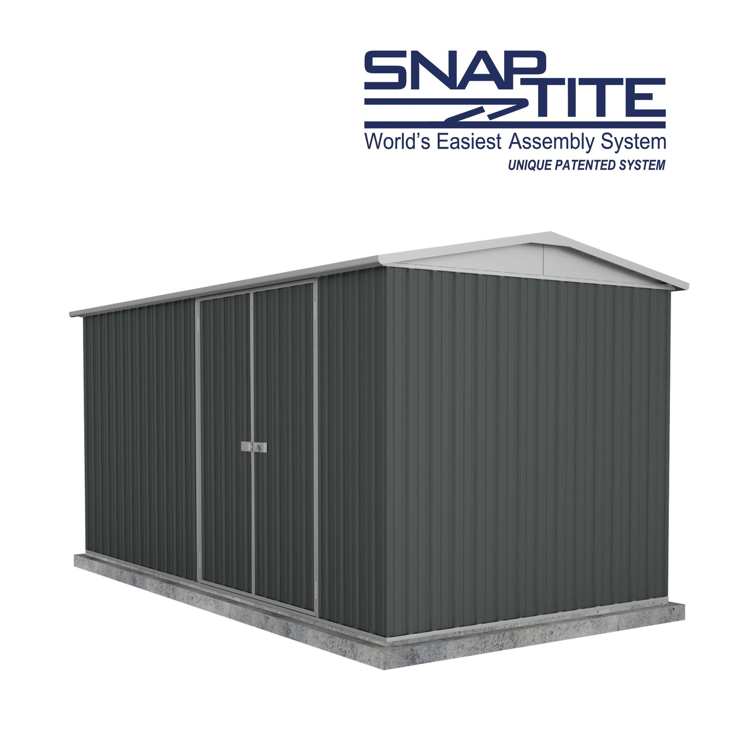 Absco 4.48mW x 2.26mD x 2.00mH Double Door Workshop Shed - Monument