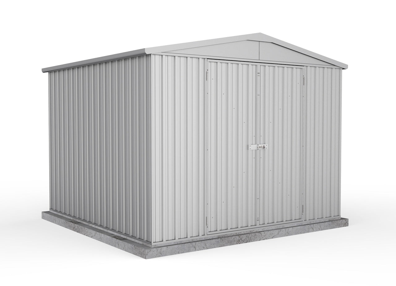 Absco 3.00mW x 2.92mD x 2.30mH Double Door Highlander Garden Shed - Zincalume