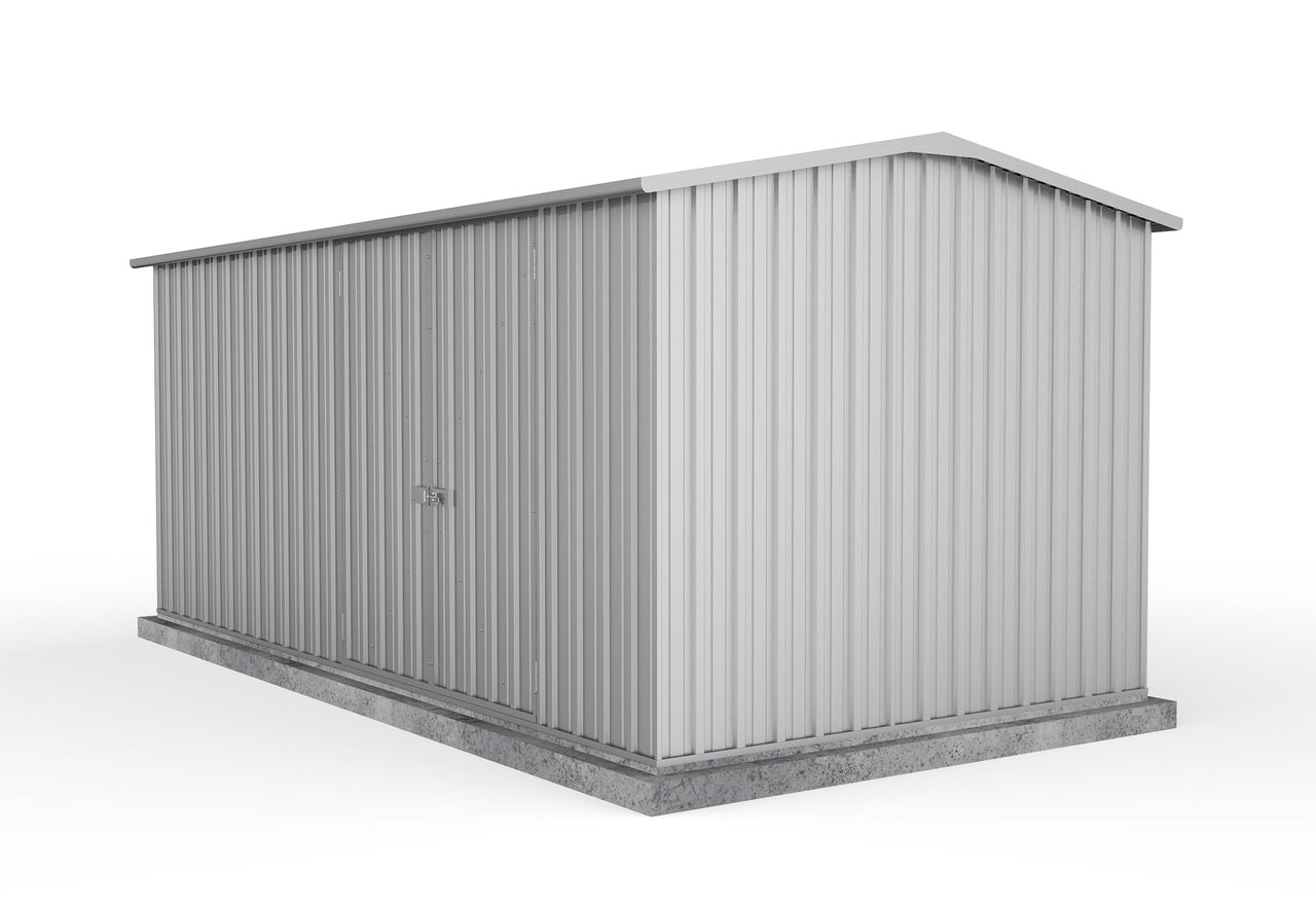 Absco 4.48mW x 2.26mD x 2.00mH Double Door Workshop Shed - Zincalume